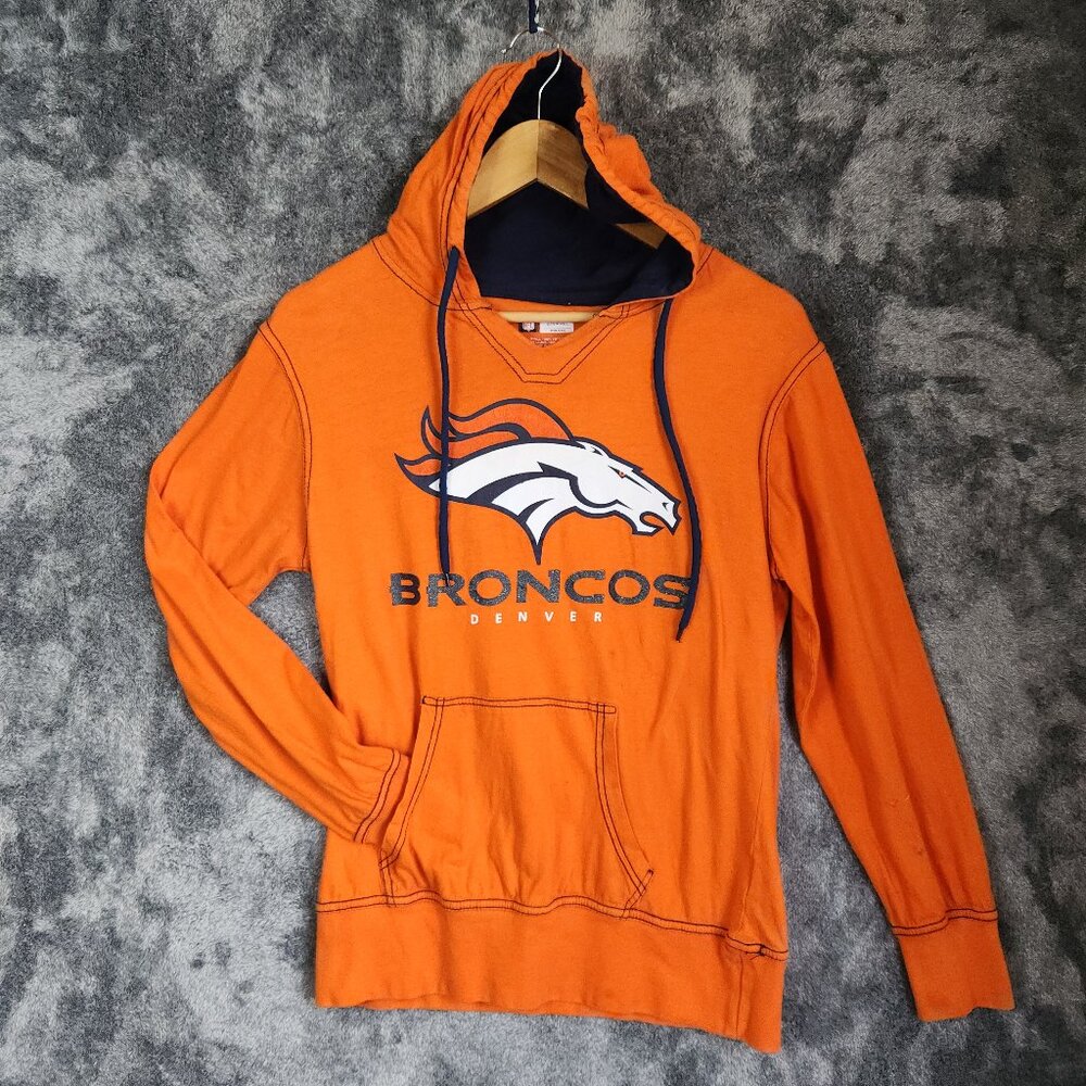 Denver Broncos NFL Team Apparel Hoodie Womens Medium Orange Logo Long Sleeve